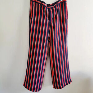 Striped Palazzo Wide Leg Slacks • BR • Womens • Royal Blue & Orange • Size 12